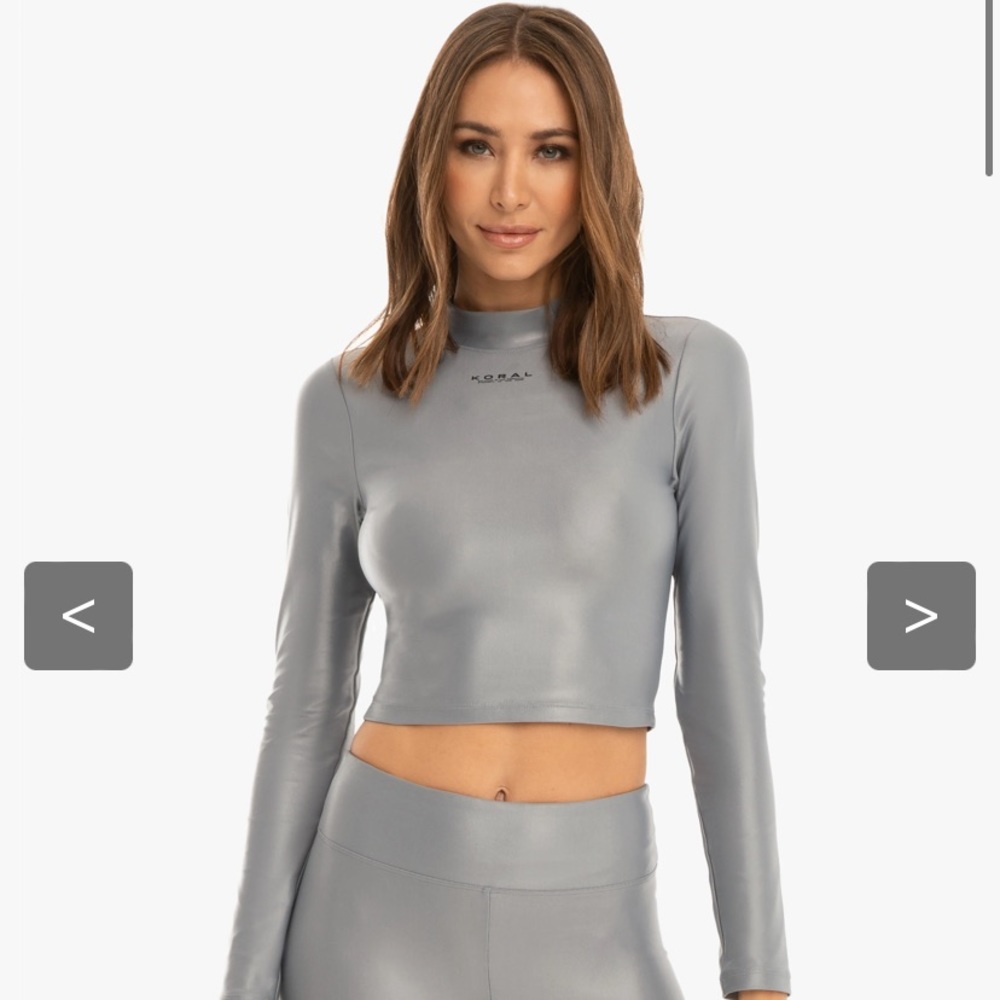 NWOT Koral Luca Infinity Crop Top in Silver/Heather Grey XS